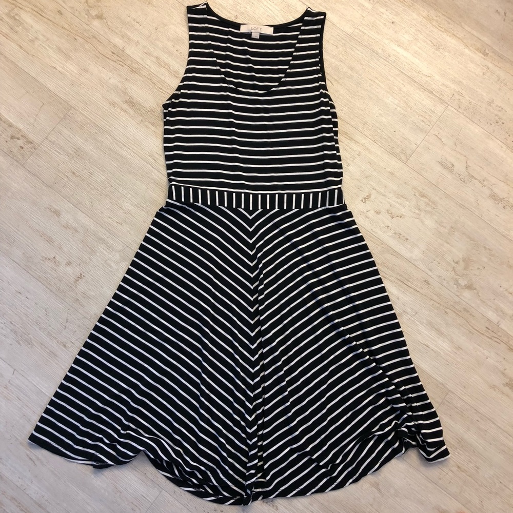 LOFT fit and flare striped dress